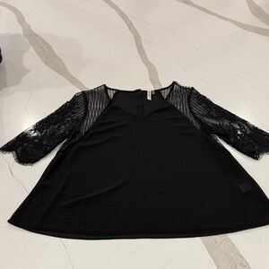 Black Lace Sleeve Top